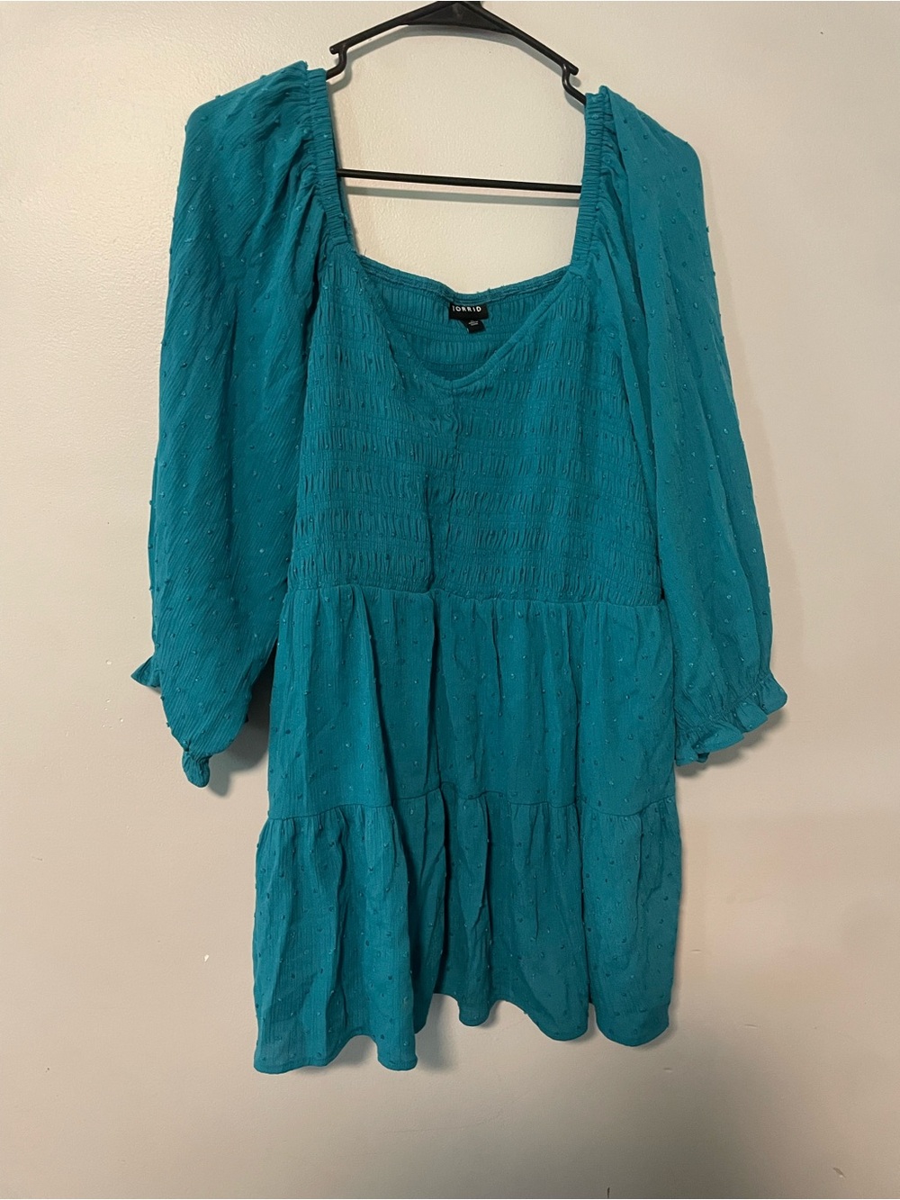 Torrid Teal Textured Smocked Top Size 2